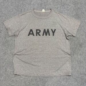 Vintage 1985 US Army PFU T-Shirt Heather Grey Large 80s Military Issue Single s